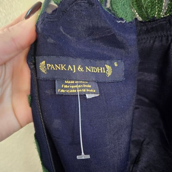 Anthropologie Pankaj & Nidhi Embroidered Fern Dress Size 6 New - Picture 12 of 15